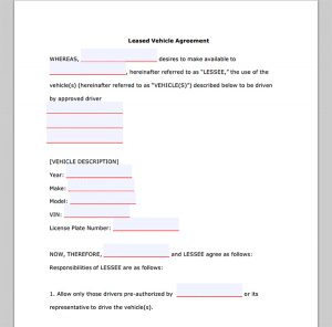 commercial vehicle lease agreement vehicle lease agreement form