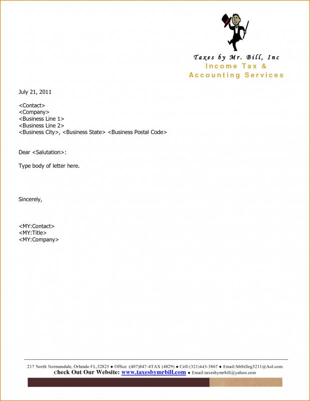 company letterhead example