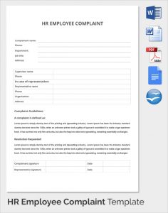 complaints letter sample hr employee complaint template