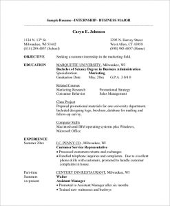 computer science internship resume business internship resume sample