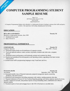 computer science resume sample computer programming student resume sample