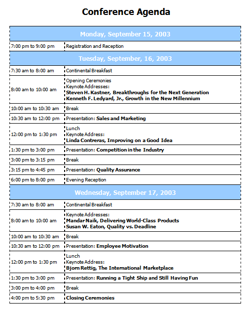 conference schedule template