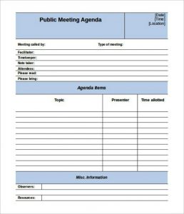 conference schedule template editable public meeting agenda template