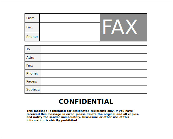 confidential fax cover sheet