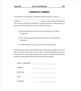 confidentiality agreement form sample confidentiality agreement tamplate pdf download