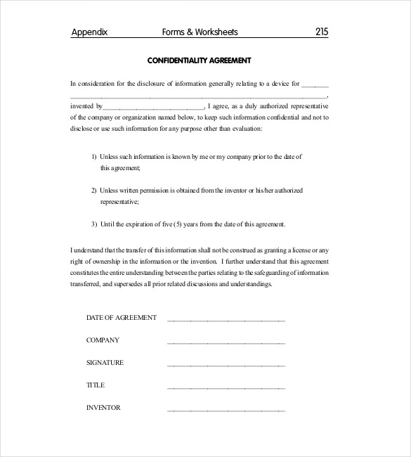 confidentiality agreement sample