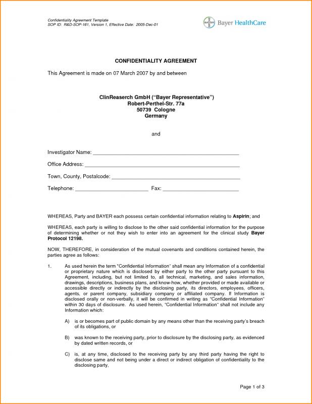 confidentiality agreement samples