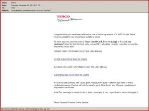 congratulation e mail tesco phishing email scam