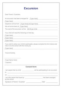 consent form template excursion letter excursion