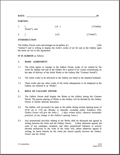 consignment agreement template