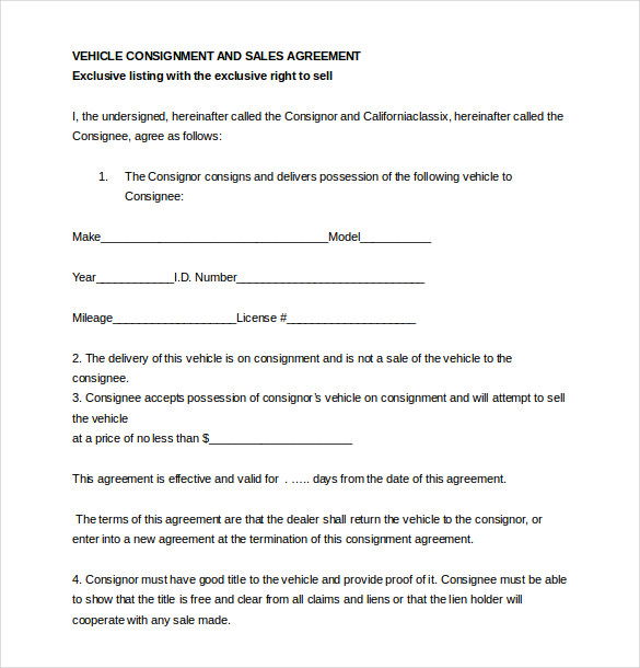 consignment contract template