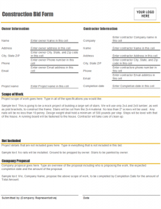 construction bid template lt