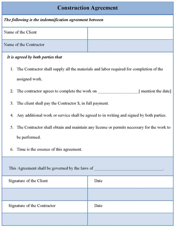 construction contract template