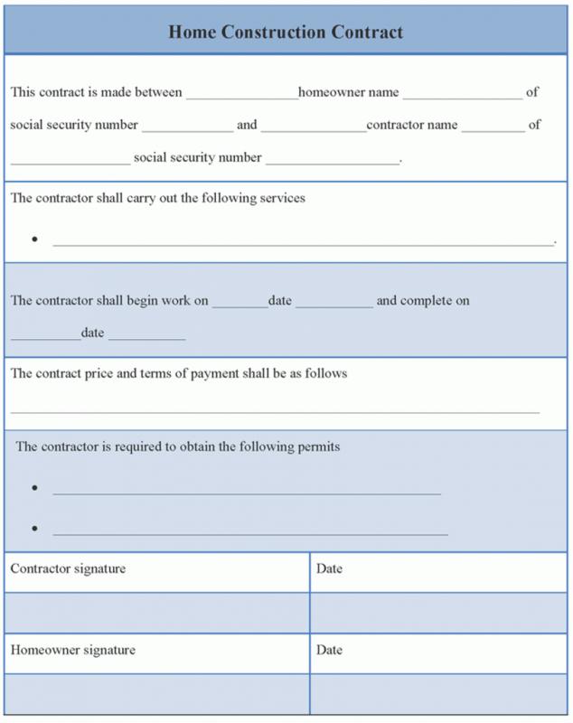 construction contract template