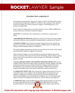 construction contract template sample construction agreement form template