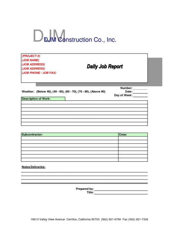 Daily Reports Construction Templates