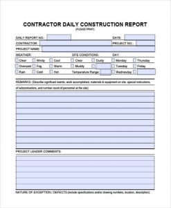 construction daily report construction daily report log