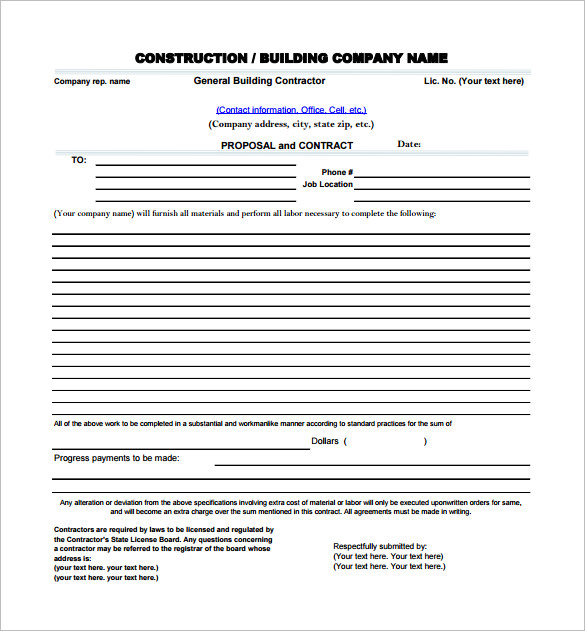 construction proposal template