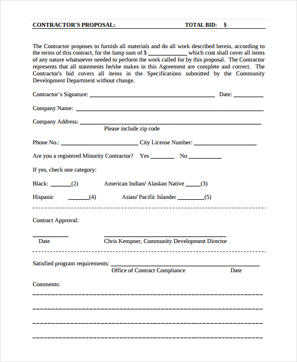 construction proposal template