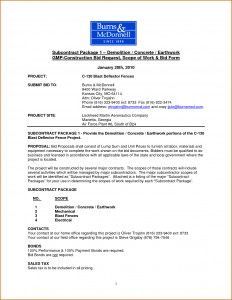 construction scope of work construction scope of work template