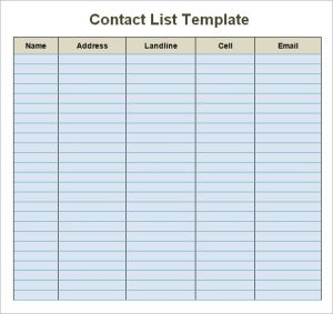 contact list template contact list template