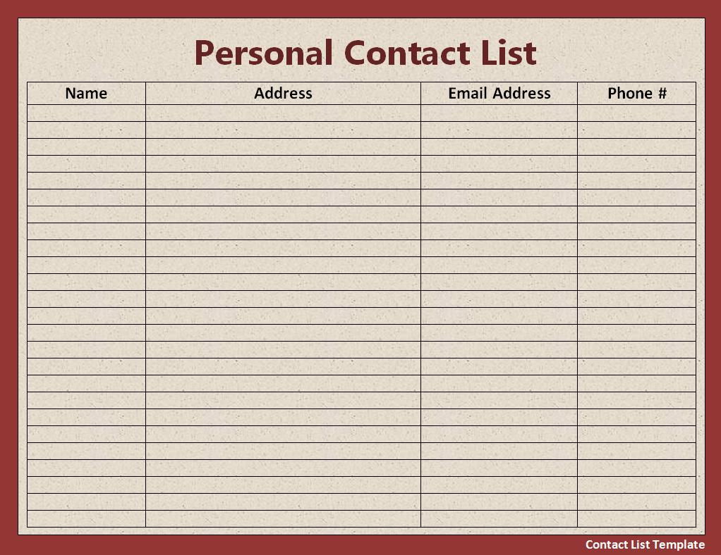 contact list template