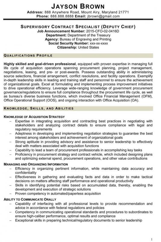 Contract Specialist Resume