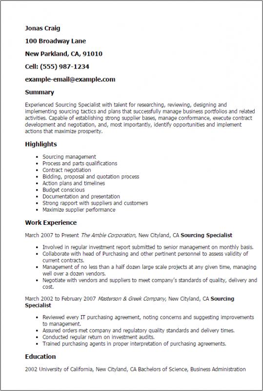 contract specialist resume