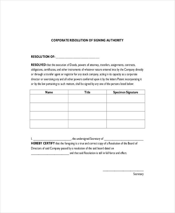 Corporate Resolution Template | Template Business