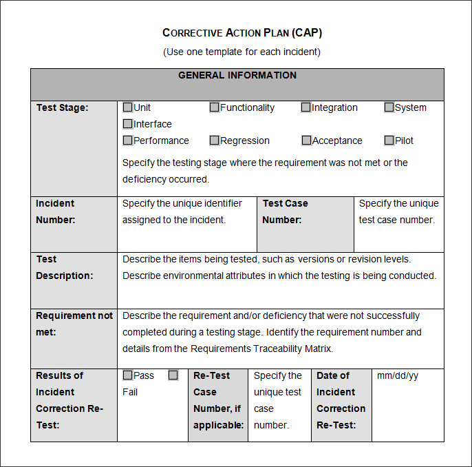 Corrective Action Plan Template Business