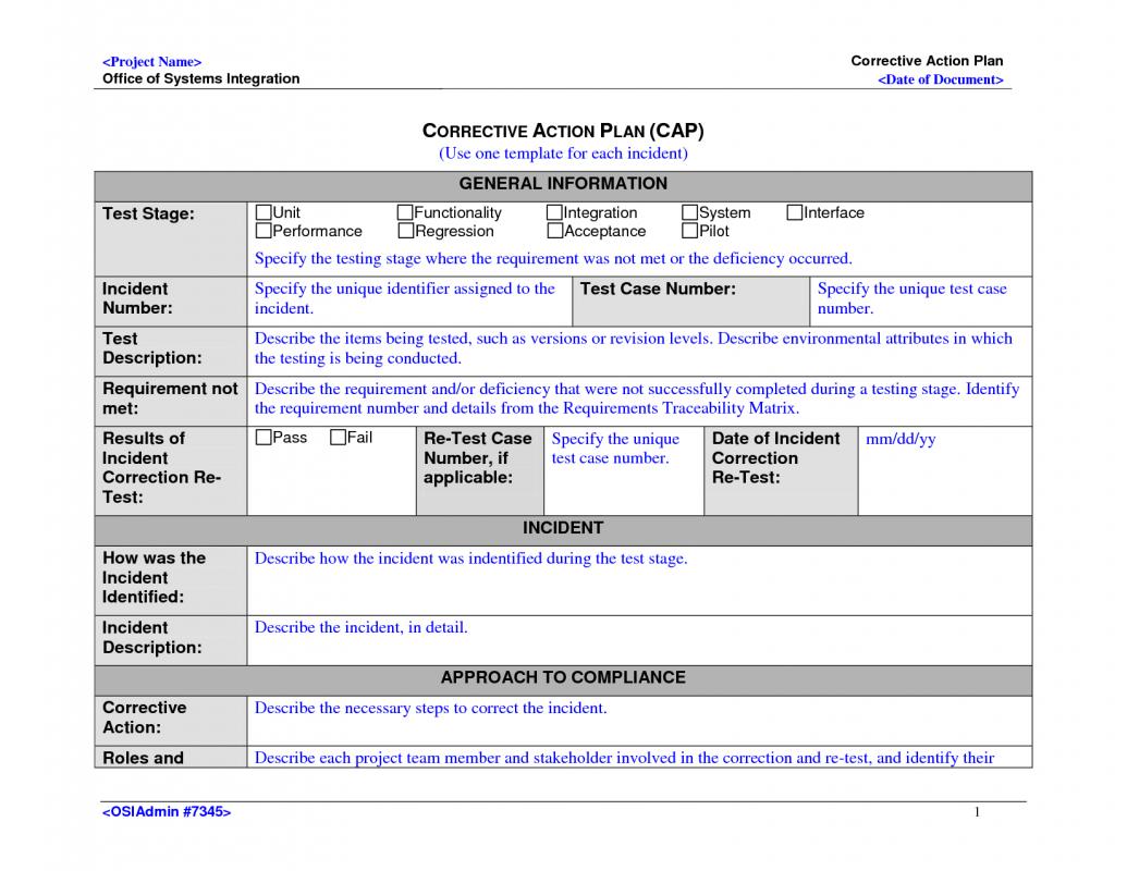 corrective action plan