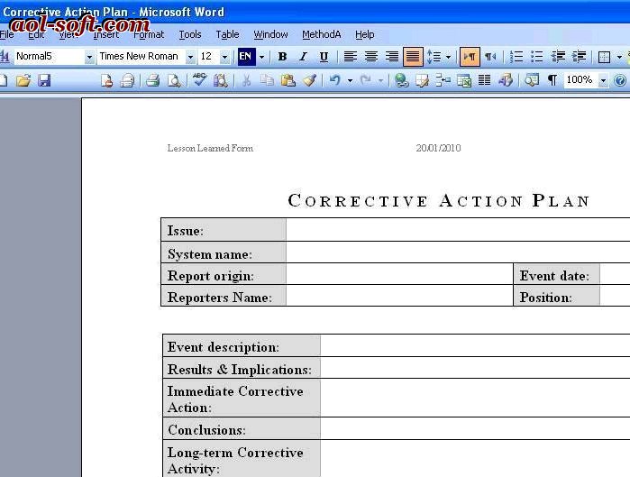 corrective action plan