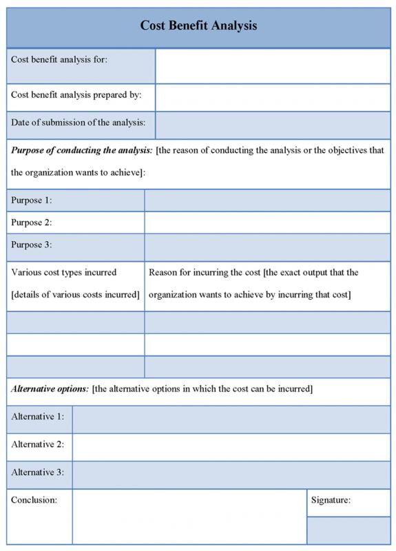 cost benefit analysis template