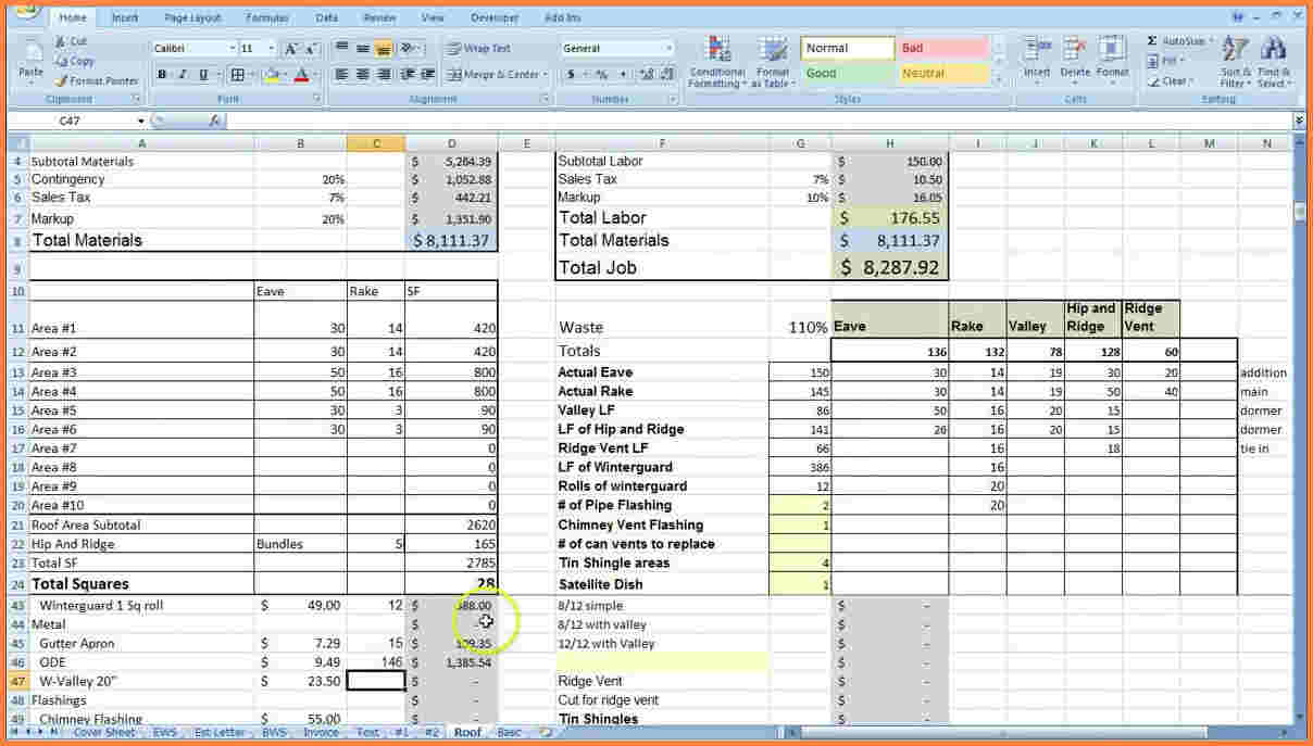 cost estimate template