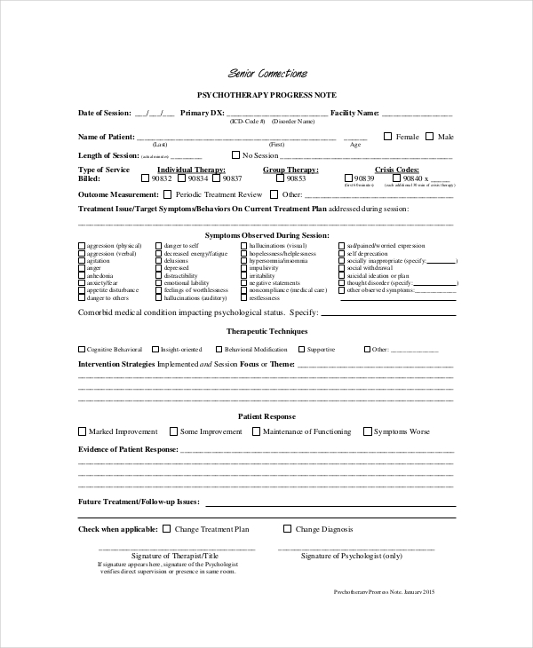 Counseling Progress Notes Template Template Business