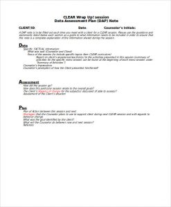 counseling treatment plan template dap notes