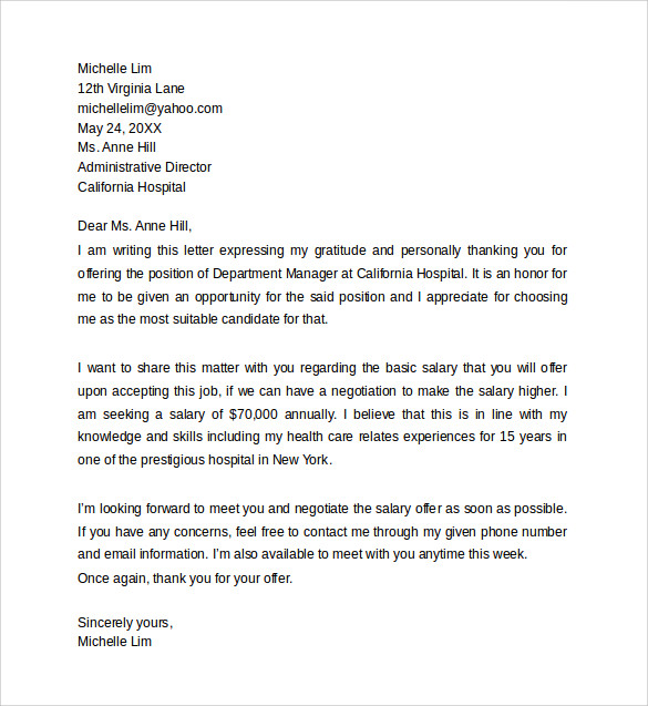 counter offer letter