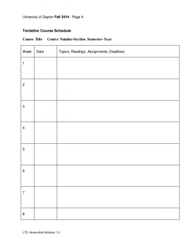 course syllabus template