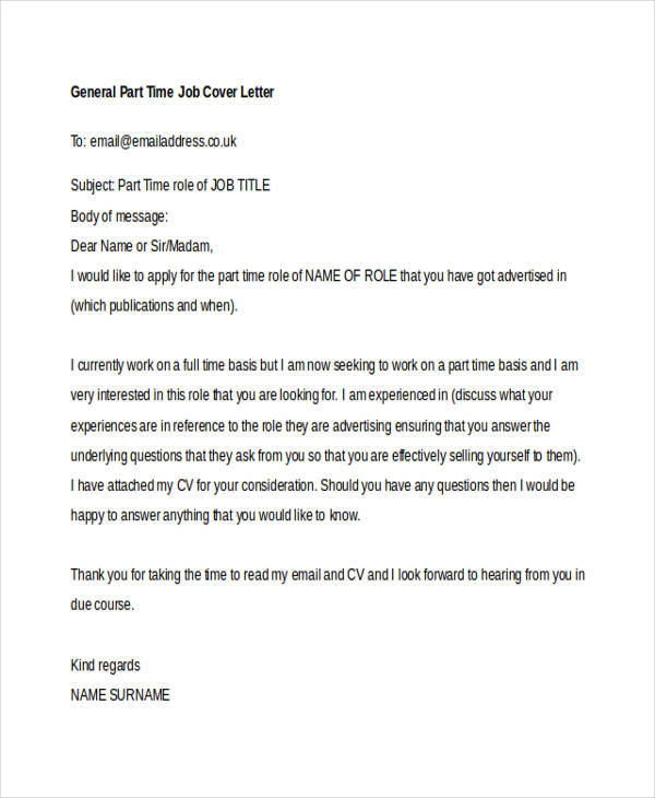 Cover Letter For Part Time Job | Template Business