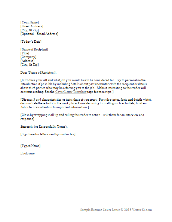 cover letter template word