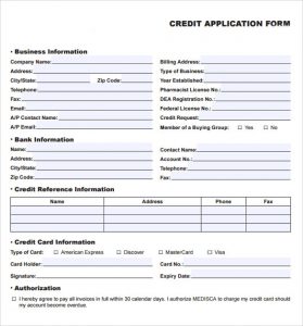 credit application form credit application form pdf