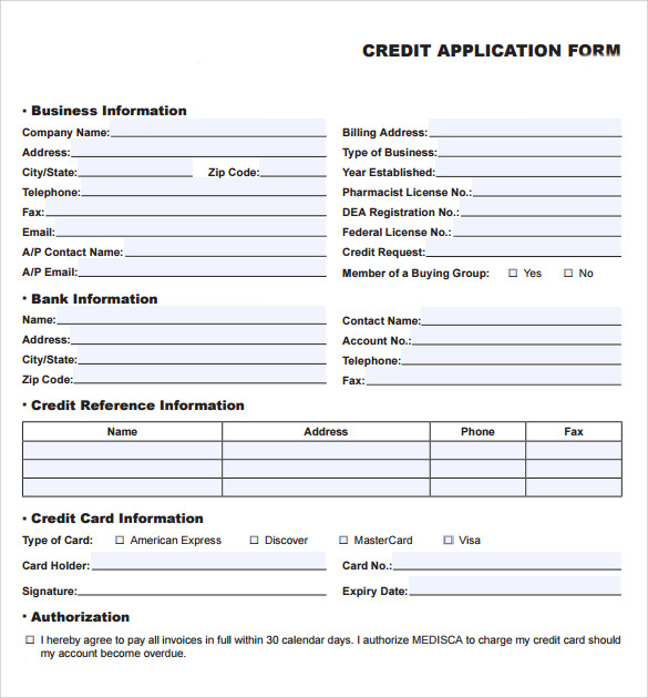 credit application form