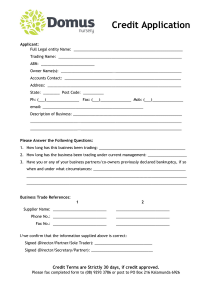 credit application form domus nursery credit application form 1