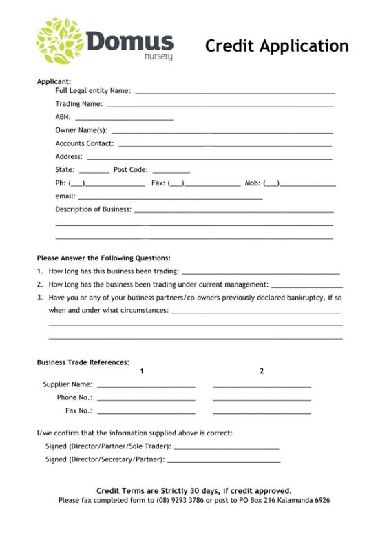 credit application form