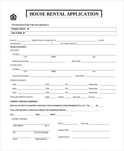 credit application form pdf house rental application