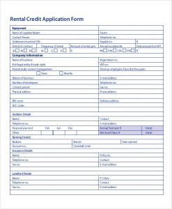 credit application form rental credit application form