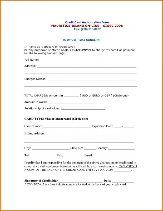 credit card authorization form pdf