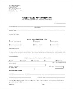 credit card authorization form pdf generic credit card authorization form