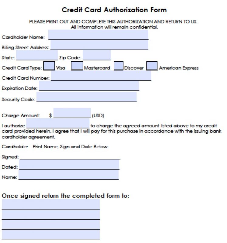 Credit Card Authorization Form Pdf Template Business 8240