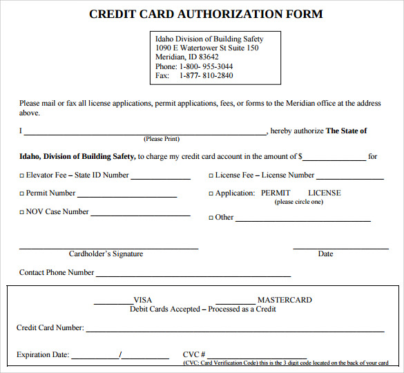 Credit Card Authorization Form Pdf | Template Business